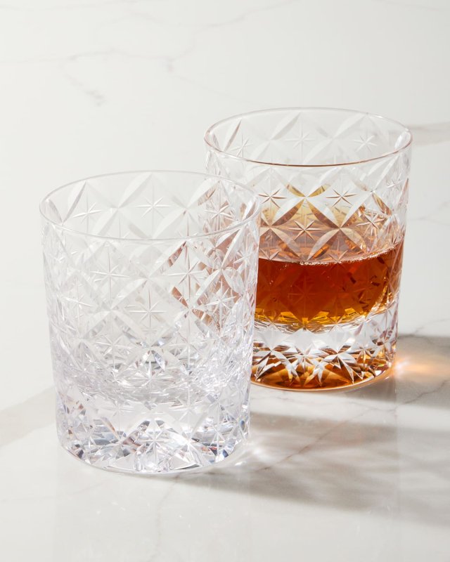 8 oz. Clear Cut Glass Tumblers, Set of 2